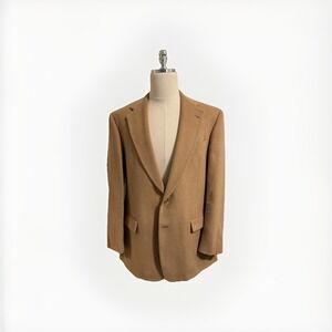 VTG Polo by Ralph Lauren 100% Camel Hair Solid Tan Blazer Made USA Mens Size 43R